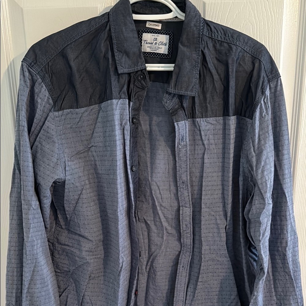 Thread & Supply Men's Casual Button Down Shirt - Black and Gray